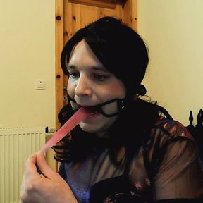 Sissy gag slingshot full of cum creampie