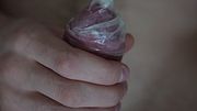 CLOSE UP: Condom Masturbation + Filling with Cum
