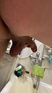 Peeing in the bathtub—view from behind and below. Like it?