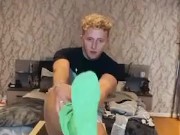 Hot jock jerks off in soccer socks