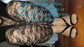 dani_leg in sexy black lacy legings on tan pantyhose