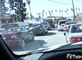 Busty MILF enjoys fucking in a running car and continues at the studio