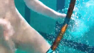 Babes swim strip and have fun underwater