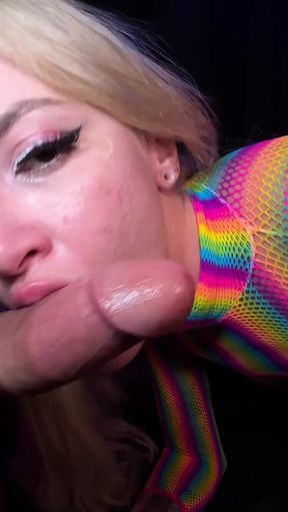 Tiny Blonde Gets Spit Roasted
