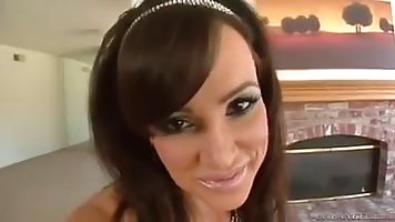Beautiful, voluptuous woman with dark hair, Lisa Ann got loads of cum all over her face