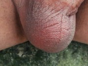 Twink balls outdoor in cold weather - close up balls and soft cock