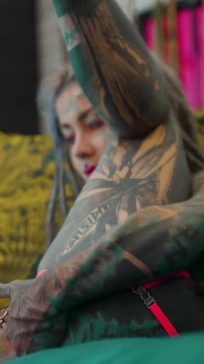 Tattooed Solo Girl Pushing Anal Toys in Lingerie   Clip 1