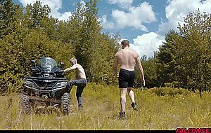 Hot threesome sex in the middle of the woods