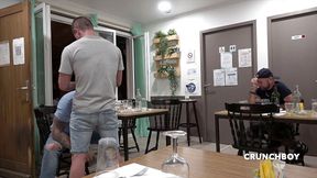 Straight boy fucked by Apolo Adrii in restaurant