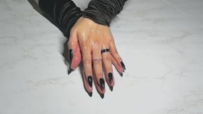 Black Nails Oil Play ASMR