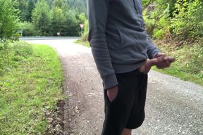 Guy Jerks Off Near The Road And Cums Hard