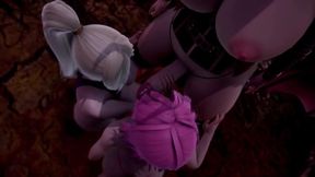 Futa Tsunade wrecks Sakura & Ino in nasty 3some cumshot