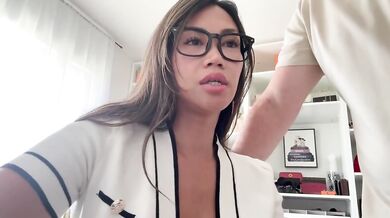 Your boss gives you a filthy nylon footjob and ruins your day