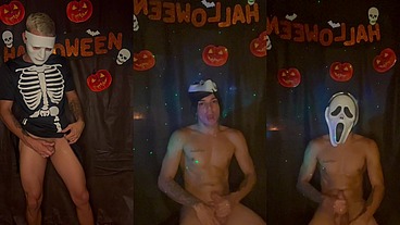 Novinho goza vestido de panico em dia de halloween