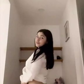 Gorgeous Brunette Plays with Tits and Shows Off Her Huge Ass