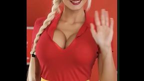 hot mcdonalds blonde teen taking a hot break