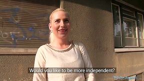 In Public Place With Hot Blond Hair Chick