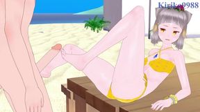 Asian cartoon cuties get fucked hard on the beach