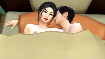 Step son enters his hot japanese step mom room late at night to share the bed with her because he was afraid to be alone, she accepted but in the end everything turned into sex