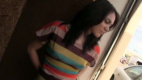 dark haired babe take s huge cock in her mouth