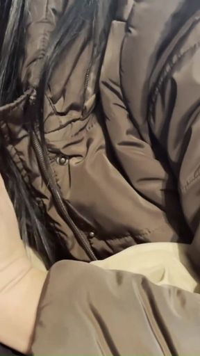 Milfycalla- a Lot of Cum on Brown Fur Hooded Puffer Jacket