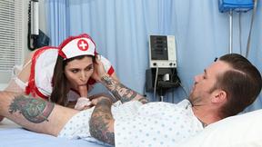 ”Sexy Nurse T-girl Korra Del Rio rides & grinds on dudes huge dick”