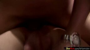 Bigtitted dark skin TS gets oil massage and cock in the ass