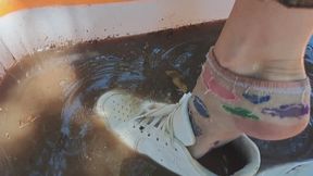 Dirty water sneaker and sock play