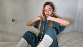 Savannah socks and jumpsuit to naked and shackles