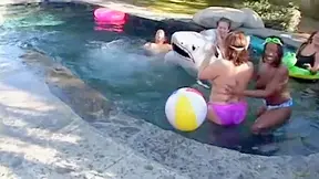 Whale of a fat ass asian annihilated by white cock by the pool