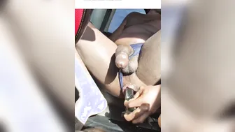 Young Black Stud Outdoor Solo with Anal Dildo