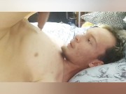 Covering my skinny body with white cream and folding over to suck my cock self suck