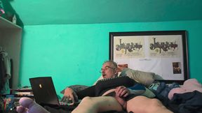 Masturbating in wife's cheerleading uniform.