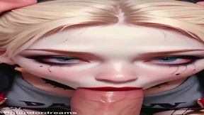 Busty demon girl's deepthroat POV hammer