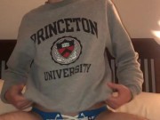 19 year old college frat boy jerks of wearing sweatshirt