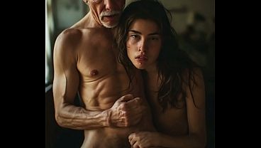 Very small petite 18 year old seduced by old Grandpa &amp_ Fucked like a slut ( male voice over ) AI generated