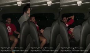 Uber driver busts young twink raw in car creampie mess