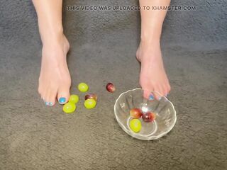 Toe play with grapes