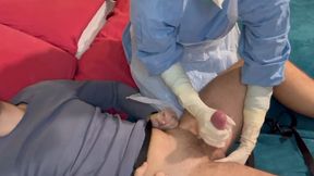 SURGEON IN GYNECOLOGICAL GLOVES EXAMINES YOUR PROSTATE AND MILKS YOUR DICK