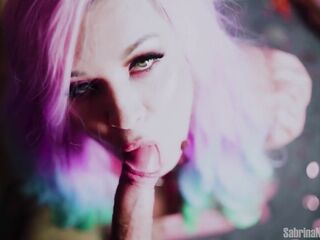 Latex Kawaii doll Sabien DeMonia gives Dad ahegao blow job
