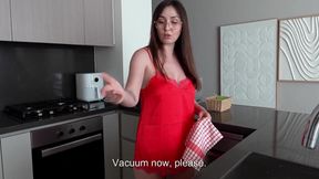 Delicious milf in sexy dress scolds her stepson and deserves a doggy style fuck