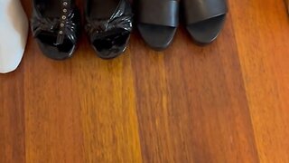 Compilation of heels, boots, and handbags