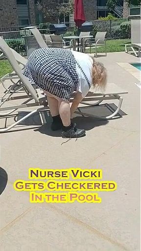 Nurse Vicki Wears Checkers to the Pool