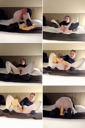 Best Moments - Open White Pantyhose and Dildo Riding