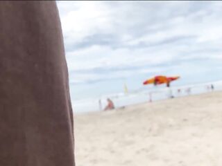 A mother i'd like to fuck jerk off a stranger on a public beach for a wager!