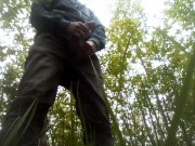 I masturbate my cock outside in the bushes and cum.