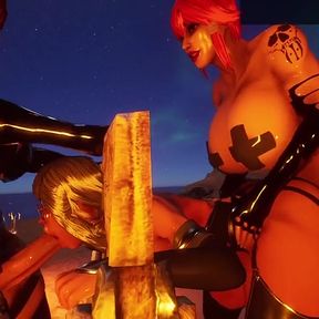 Thicc Oiled Futa Double Team (futa Shemale)