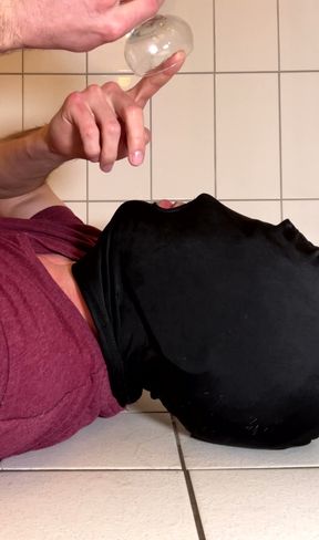 Anal training prostate massage cum eating