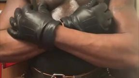 big chested slutty black muscle nipple play & dildo ride