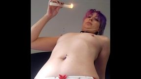 pouring hot wax onto my pointy nipples
